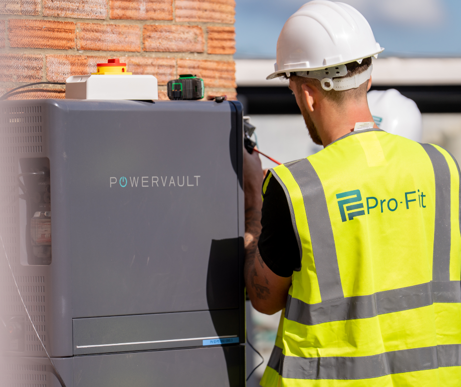 A Pro-Fit engineer commissioning a wall mounted home battery unit